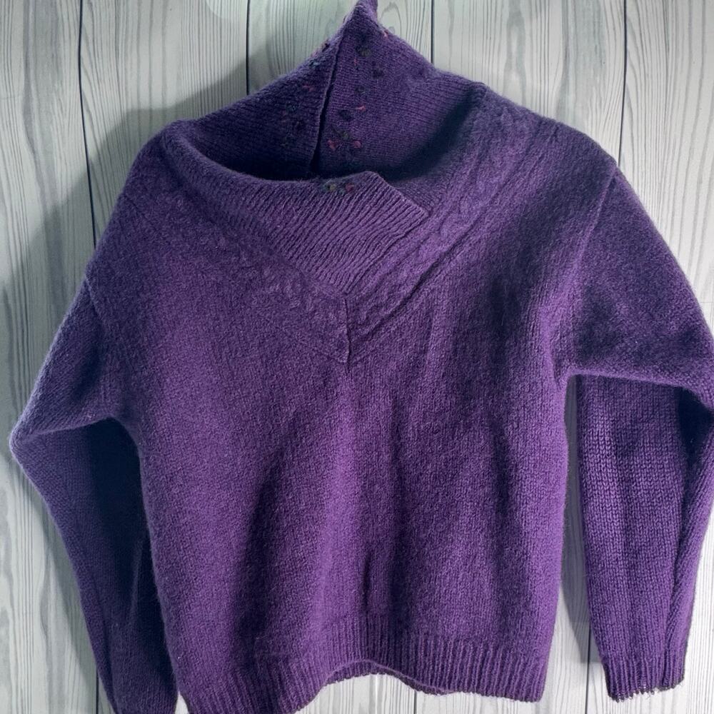 Vintage Eddie Bauer USA Sweater Women's Purple Shetland Wool Medium  Gorpcore